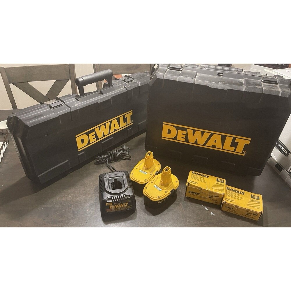 DEWALT 18V Finishing Gun and Reciprocal Saw Plus Batteries and Nails Included